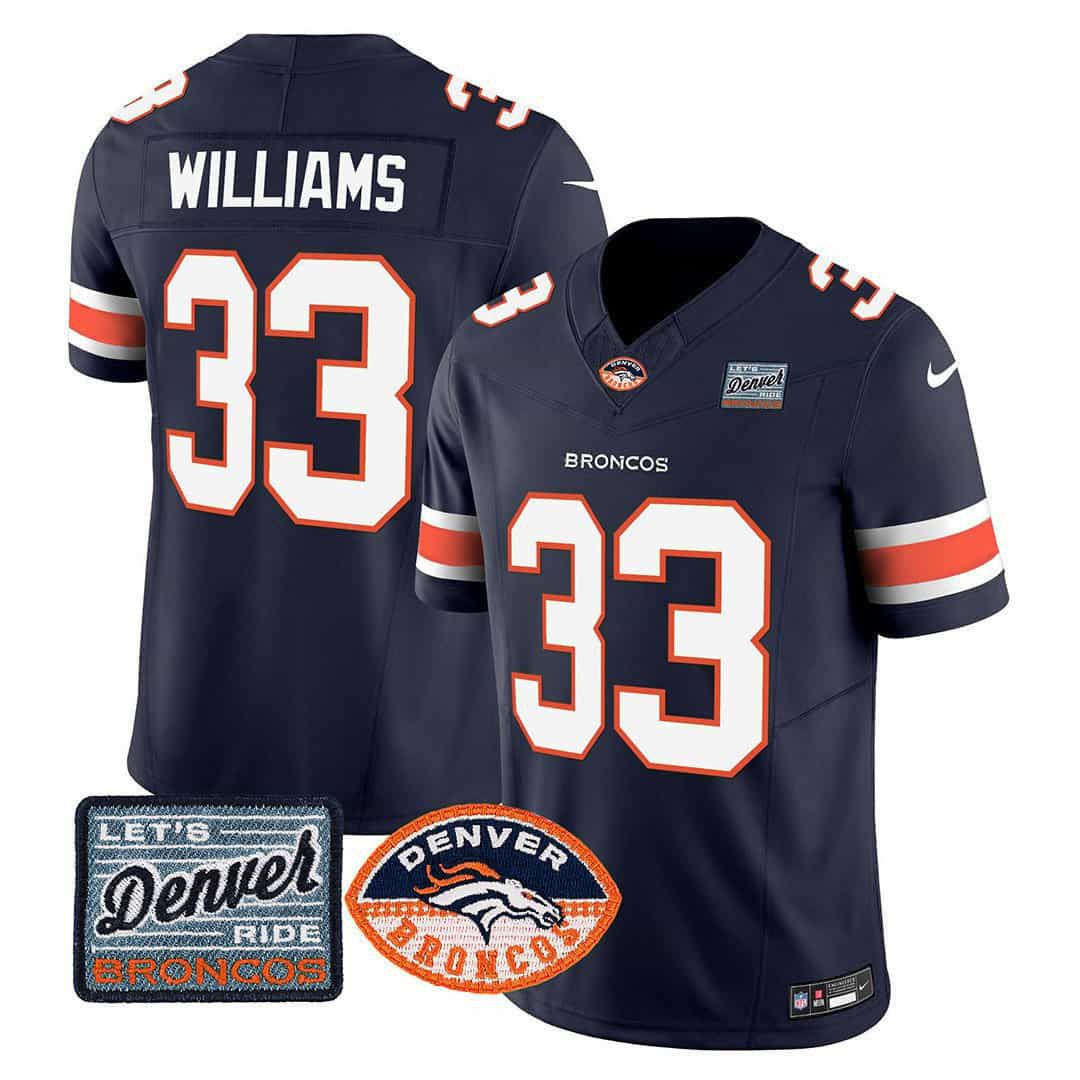 Men Denver Broncos #33 Williams Blue 2024 Nike Logo Patch Limited NFL Jersey